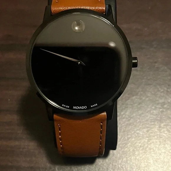 Movado museum classic brown leather